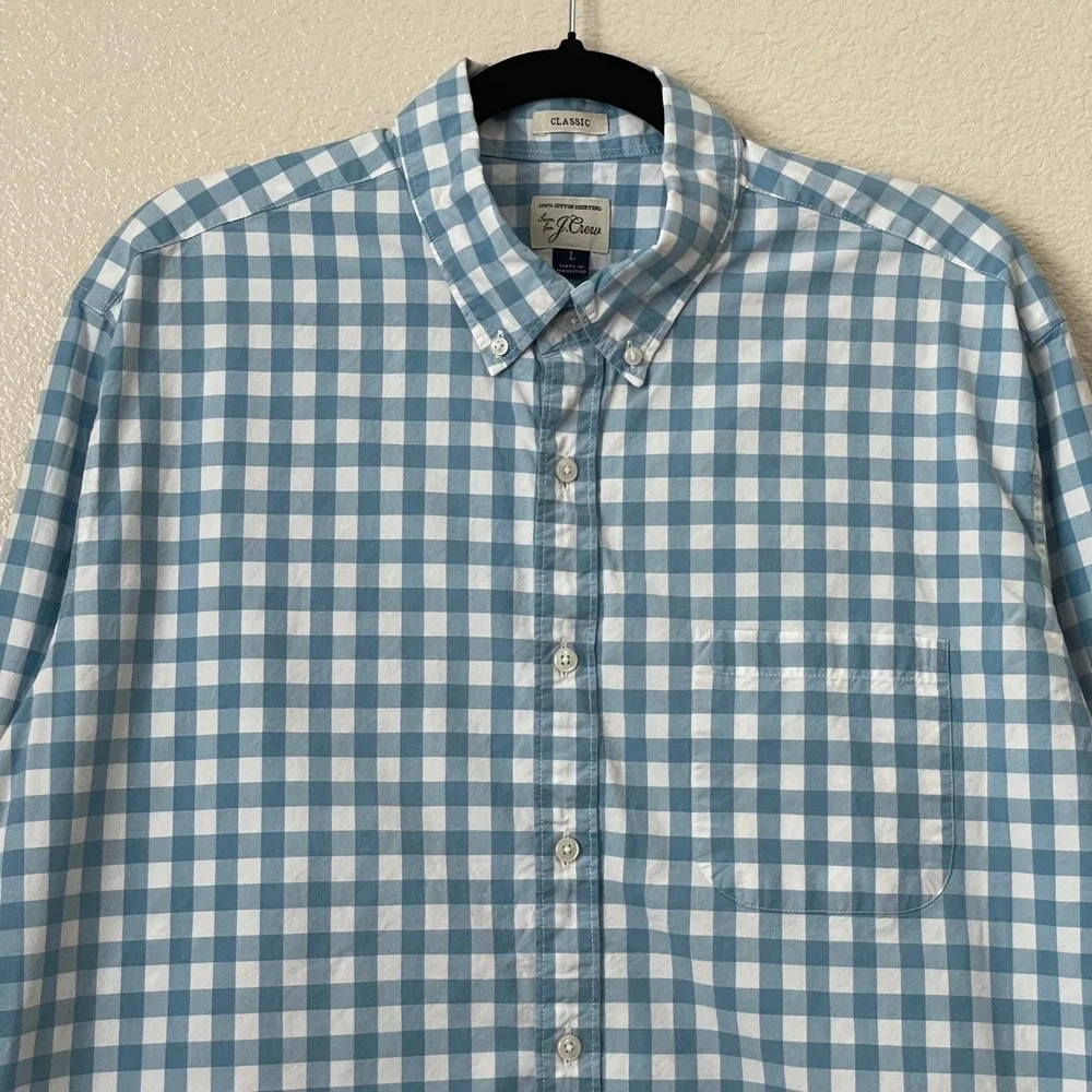J. Crew‎ Shirt Mens Large Classic Gingham Check Button Down Cotton Lightweight